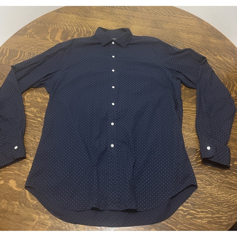 Polo Ralph‎ Lauren Slim Fit Shirt Mens XL Navy Polka Dot Button Up